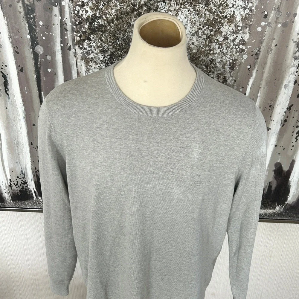 J.CREW Men's Heather Grey 100% Cotton Crew Neck Sweater-Tee - XL